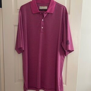 ~Donald Ross Golf Polo Pink Tan & Dark Navy Size XL